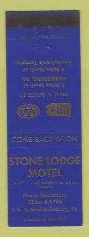 Matchbook Cover - Stone Lodge Motel Mechanicsburg PA