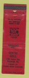 Matchbook Cover - Centre Grill Pittsburgh PA WORN