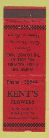 Matchbook Cover - Kent's Flowers Harrisburgh PA