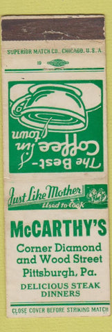 Matchbook Cover - McCarthy's Pittsburgh PA WEAR