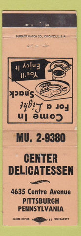 Matchbook Cover - Center Deli Pittsburgh PA WEAR