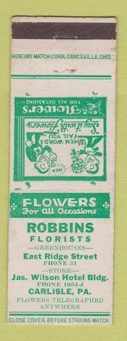 Matchbook Cover - Robbins Floral Flowers Carlisle PA