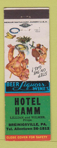 Matchbook Cover - Hotel Hamm Breinigsville PA