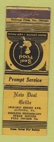 Matchbook Cover - New Deal Grille Altoona PA WORN