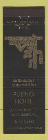 Matchbook Cover - Pueblo Hotel Harrisburg PA