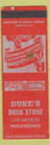Matchbook Cover - Duke's Drug Store Philadelphia PA WORN SAMPLE