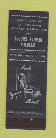 Matchbook Cover - Weber's Beauty Shoppe Harrisburg PA girlie WEAR