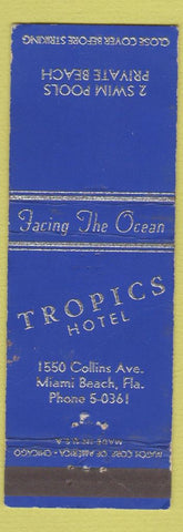 Matchbook Cover - Tropics Hotel Miami Beach FL WEAR