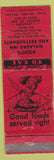 Matchbook Cover - Rizzo's Malabar Restaurant Crabtree PA WORN