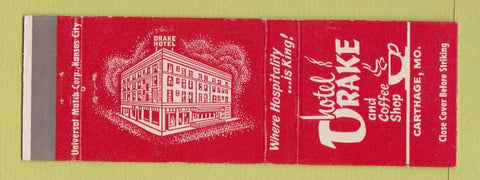 Matchbook Cover - Hotel Drake Carthage MO