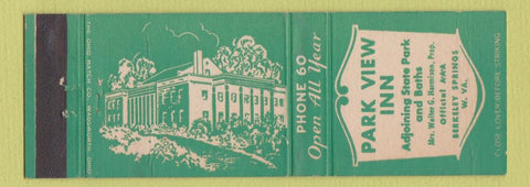 Matchbook Cover - Park View Inn Berkeley Springs WV low phone #