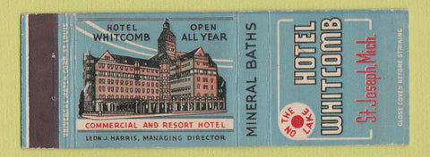 Matchbook Cover - Hotel Whitcomb St Joseph MI