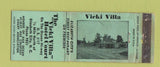 Matchbook Cover - Vicki Villa Hotel Court Elizabeth City NC WORN