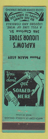 Matchbook Cover - Kaplow's Liquor Store girlie Rochester NY