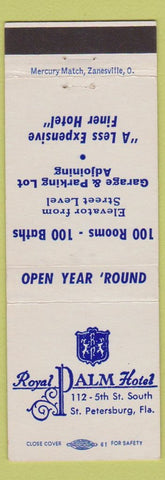 Matchbook Cover - Royal Palm Hotel St Petersburg FL