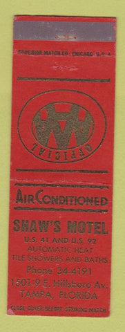 Matchbook Cover - Shaw's Motel Tampa FL