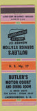 Matchbook Cover - Butler's Service oil gas Motel Jacksonboro SC