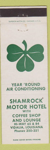 Matchbook Cover - Shamrock Motor Hotel Vidalia LA