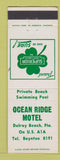 Matchbook Cover - Ocean Ridge Motel Delray Beach FL