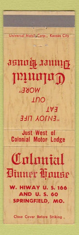 Matchbook Cover - Colonial Dinner House Springfield MO