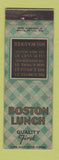Matchbook Cover - Boston Lunch Milwaukee WI