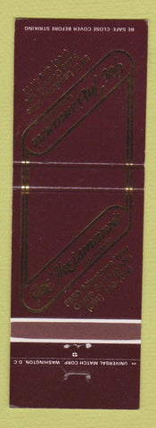 Matchbook Cover - Joe Theismann's Falls Church VA Football Redskins Notre Dame