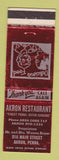 Matchbook Cover - Akron Restaurant Akron PA WEAR