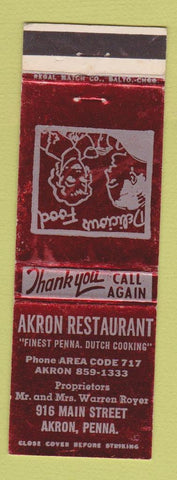 Matchbook Cover - Akron Restaurant Akron PA WEAR