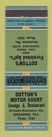 Matchbook Cover - Cotton's Motor Court Kissimmee FL