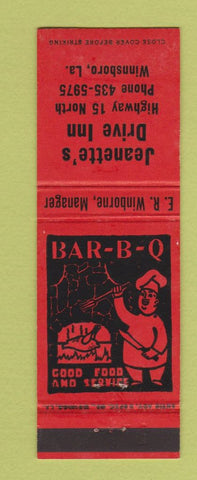 Matchbook Cover - Jeanette's Drive Inn BBQ Winnsboro LA
