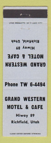 Matchbook Cover - Grand Western Motel Cafe Richfield UT