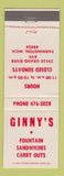 Matchbook Cover - Ginny's Fountain restaurant Farmington MI