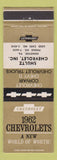 Matchbook Cover - 1962 Chevrolet Shultz Hanover PA Corvair