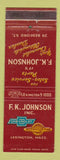 Matchbook Cover - FK Johnson Chevrolet Oldsmobile Lexington MA
