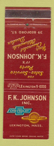 Matchbook Cover - FK Johnson Chevrolet Oldsmobile Lexington MA