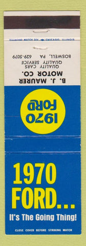 Matchbook Cover - 1970 Ford BJ Maurer Boswell PA