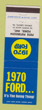 Matchbook Cover - 1970 Ford Pete Pterson Spring Grove PA WEAR