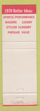Matchbook Cover - 1970 Ford Bruce Walters Pikeville KY