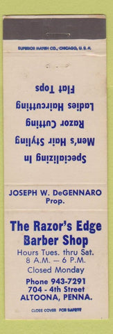 Matchbook Cover - Razor's Edge Barber Shop Altoona PA
