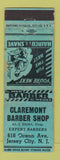 Matchbook Cover - Claremont Barber Shop Jersey City NJ WEAR
