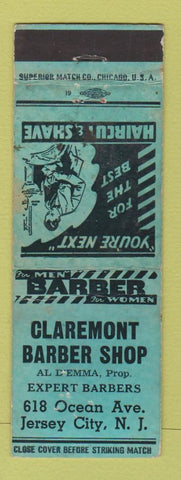 Matchbook Cover - Claremont Barber Shop Jersey City NJ WEAR
