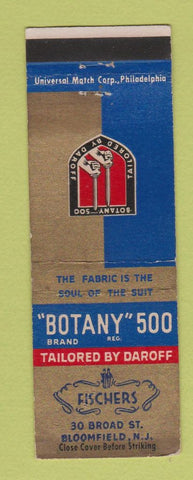 Matchbook Cover - Botany 500 Men's Clothes Fischers Bloomfield NJ