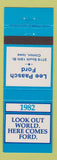 Matchbook Cover - 1982 Ford Lee Paasch Clinton IA