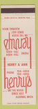Matchbook Cover - Henry's Algonac MI