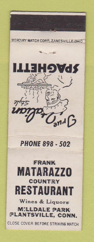 Matchbook Cover - Frank Matarazzo Restaurant Plantsville CT