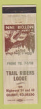 Matchbook Cover - Trail Riders Lodge Granby Colorado WORN