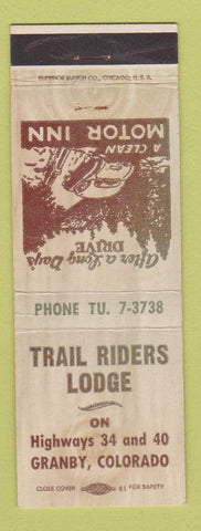 Matchbook Cover - Trail Riders Lodge Granby Colorado WORN