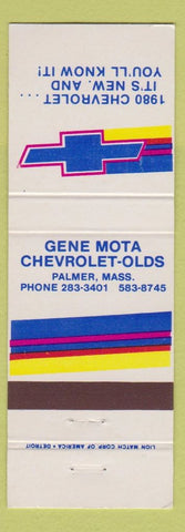 Matchbook Cover - Gene Mota Chevrolet Oldsmobile Palmer MA