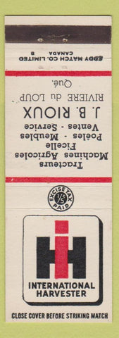Matchbook Cover - International Harvester Tractors JB Rioux Riviere du Loup QC