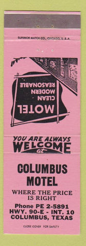 Matchbook Cover - Columbus Motel TX